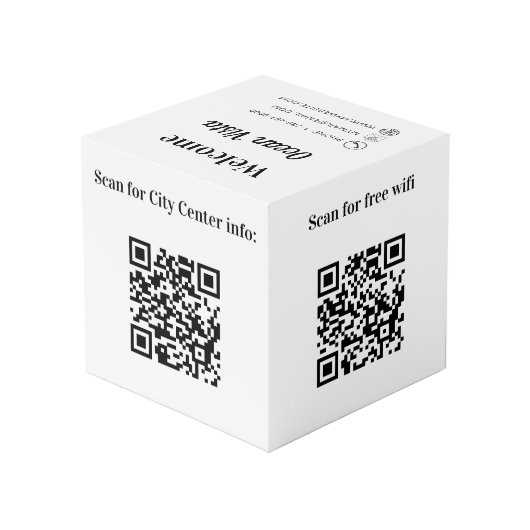 Welkom QR codes info hotel restaurant tafel merk Kubus (Achter hoekig)