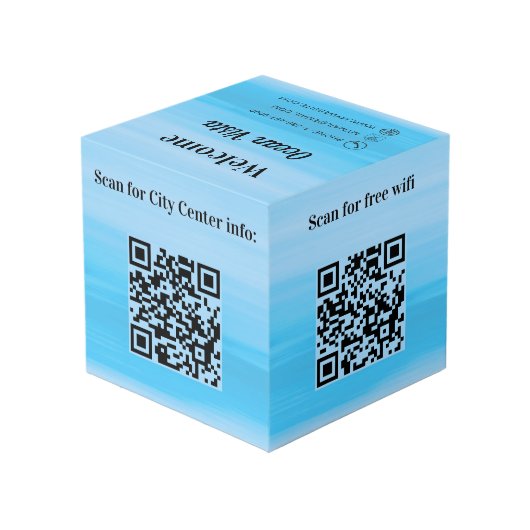 Welkom QR codes info hotel restaurant tafel strand Kubus (Achter hoekig)