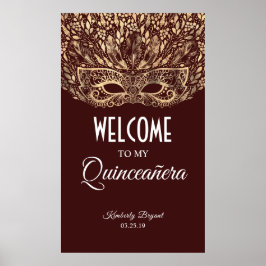 Welkom Quinceañera Gold Mask Poster
