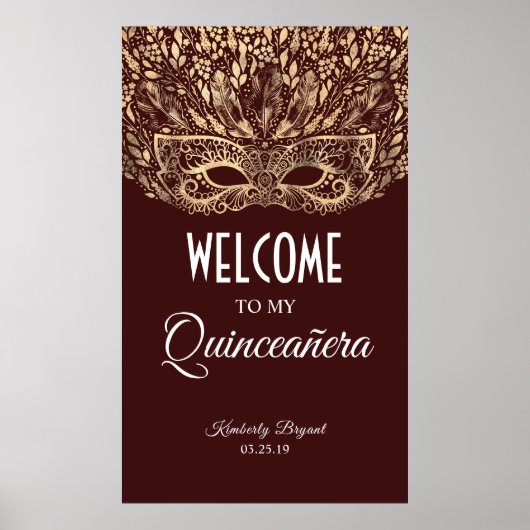 Welkom Quinceañera Gold Mask Poster (Voorkant)
