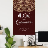 Welkom Quinceañera Gold Mask Poster (Thuiskantoor)