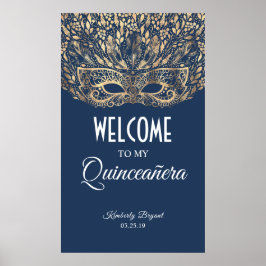 Welkom Quinceañera Gold Mask Poster