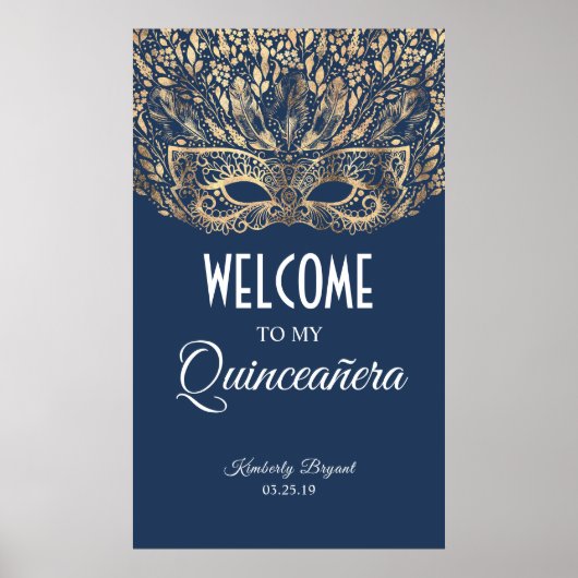 Welkom Quinceañera Gold Mask Poster (Voorkant)