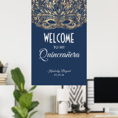 Welkom Quinceañera Gold Mask Poster (Thuiskantoor)
