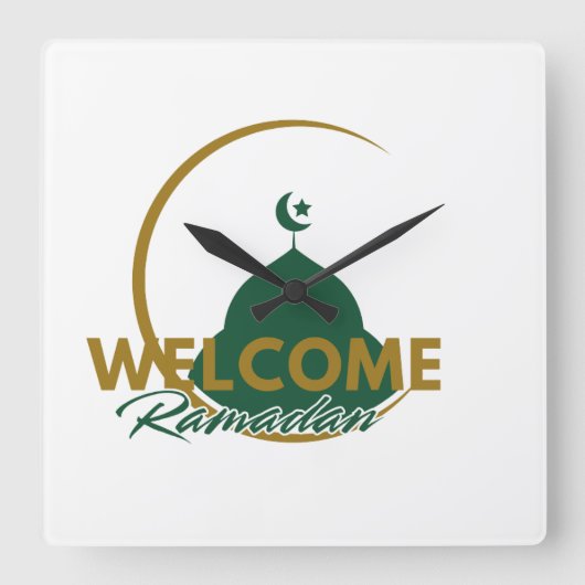 Welkom Ramadan Wandklok – Islamitische Moskee Halv (Voorkant)