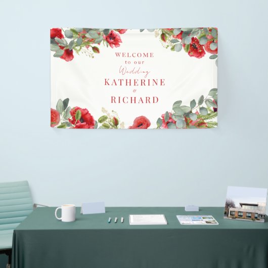 Welkom Red Floral Wedding Spandoek (Beurs)