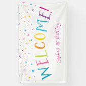 WELKOM REGENBOOG TYPE  partij felle kleuren Spandoek (Verticaal)