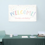 WELKOM REGENBOOG TYPE  partij pastel kleuren Spandoek (Beurs)