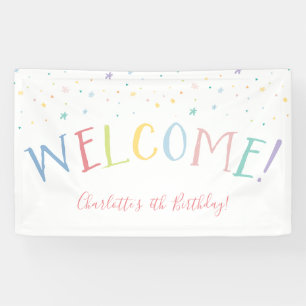 WELKOM REGENBOOG TYPE  partij pastel kleuren Spandoek