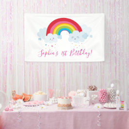 WELKOM REGENBOOG WOLKEN kawaii partij heldere kleu Spandoek