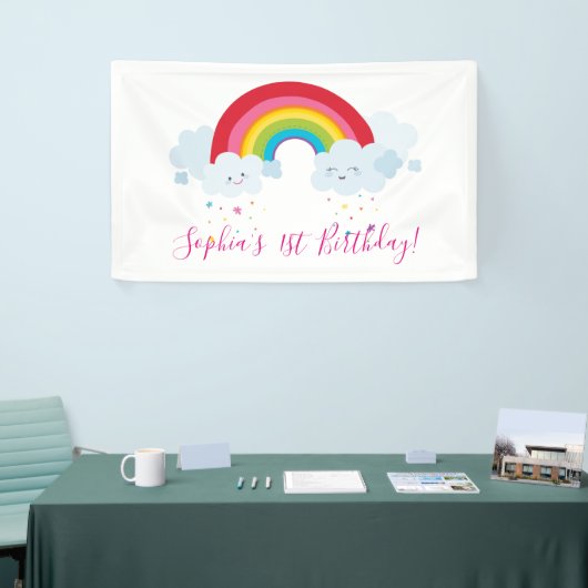 WELKOM REGENBOOG WOLKEN kawaii partij heldere kleu Spandoek (Beurs)