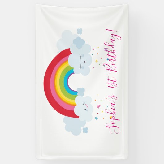 WELKOM REGENBOOG WOLKEN kawaii partij heldere kleu Spandoek (Verticaal)