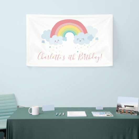 WELKOM REGENBOOG WOLKEN kawaii partij pastel kleur Spandoek (Beurs)
