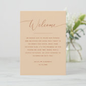 Welkom & Reisprogramma Huwelijk | Warm Peach Zand Kaart (Staand voorkant)