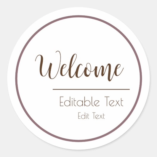 Welkom Ronde Sticker Minimalistisch Eenvoudig Ontw (Voorkant)