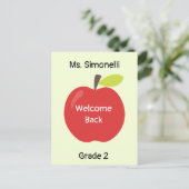 Welkom Rood Apple met de naamklasse van de leraar Briefkaart (Staand voorkant)