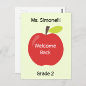 Welkom Rood Apple met de naamklasse van de leraar Briefkaart (Voorkant / Achterkant)