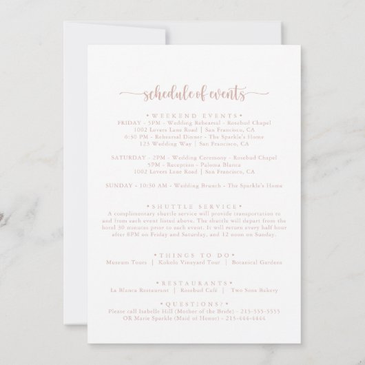 Welkom roos Gold Calligraphy Wedding (Achterkant)