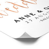 Welkom roos Gold Wedding Sign Rustic Poster (Hoek)