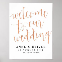 Welkom roos Gold Wedding Sign Rustic Poster