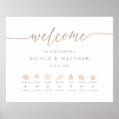 Welkom roos Gold Wedding-teken en tijdlijn Poster (Voorkant)
