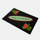 WELKOM ROOS ZWART NIEUW DEURMAT (Schuin)