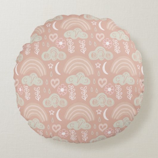 Welkom Roze Baby Rond Kussen (Voorkant)