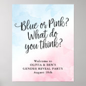 Welkom, roze en blauw Baby shower, gender onthulle Poster (Voorkant)