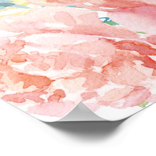 Welkom, roze Floral Wedding, Floral welkom Poster (Hoek)