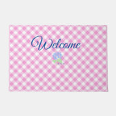 Welkom roze gingham deurmat (Voorkant)