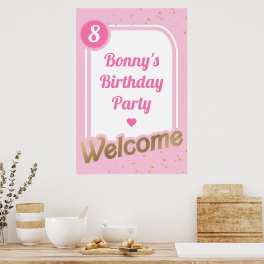 Welkom roze Gold-logo Poster (Keuken)