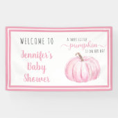 Welkom roze lief klein pompoen Baby shower Spandoek (Horizontaal)