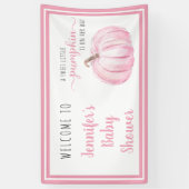 Welkom roze lief klein pompoen Baby shower Spandoek (Verticaal)