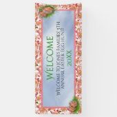 Welkom - Roze lilies - Eiershunt - Jouw tekst Spandoek (Verticaal)