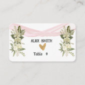 Welkom roze lint en witte roos plaatskaartje (Voorkant)