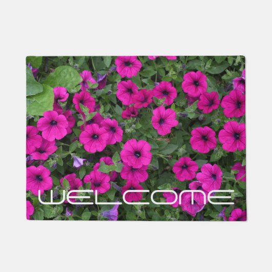 Welkom, roze Petunias Floral Deurmat (Voorkant)