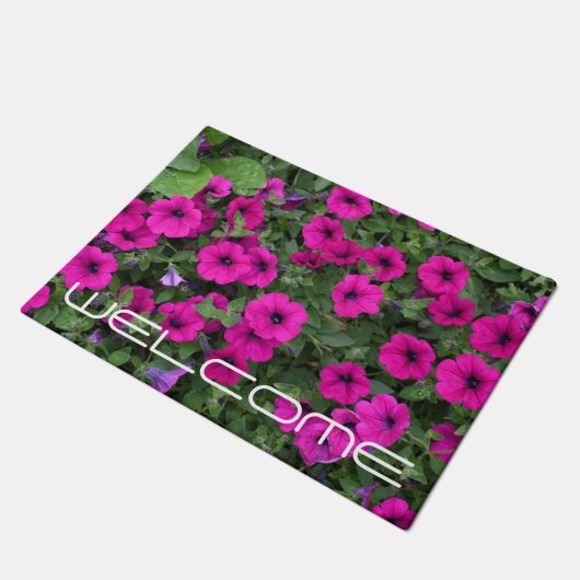 Welkom, roze Petunias Floral Deurmat (Schuin)