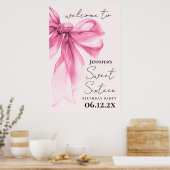 Welkom Roze Strik Coquette Script Sweet 16 Blos </ Poster (Keuken)