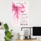 Welkom Roze Strik Coquette Script Sweet 16 Blos </ Poster (Thuiskantoor)