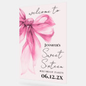 Welkom Roze Strik Coquette Script Sweet 16 Blush Acryl Bord (Hoek)