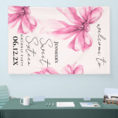 Welkom Roze Strik Coquette Script Sweet 16 Blush Spandoek (Beurs)