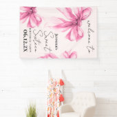 Welkom Roze Strik Coquette Script Sweet 16 Blush Spandoek (Insitu)
