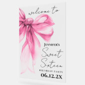Welkom Roze Strik Coquette Script Sweet 16 Feest Acryl Bord (Hoek)