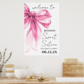 Welkom Roze Strik Coquette Script Sweet 16 Feest Poster (Keuken)