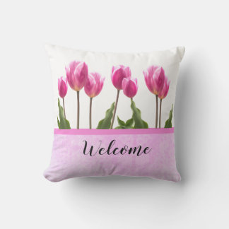 Welkom Roze Tulp Lente Buitenkussen