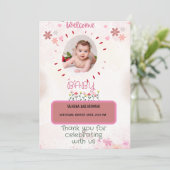 Welkom roze Waterverf Baby Kaart (Staand voorkant)