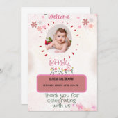 Welkom roze Waterverf Baby Kaart (Voorkant / Achterkant)