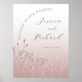 Welkom Roze Wildbloem Huwelijksbord Poster