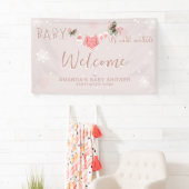 Welkom Roze Winter Het is Koud Buiten Baby shower Spandoek (Insitu)
