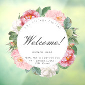 Welkom Rozen Floral Round Business Openinguren Raamsticker (Vel 3)